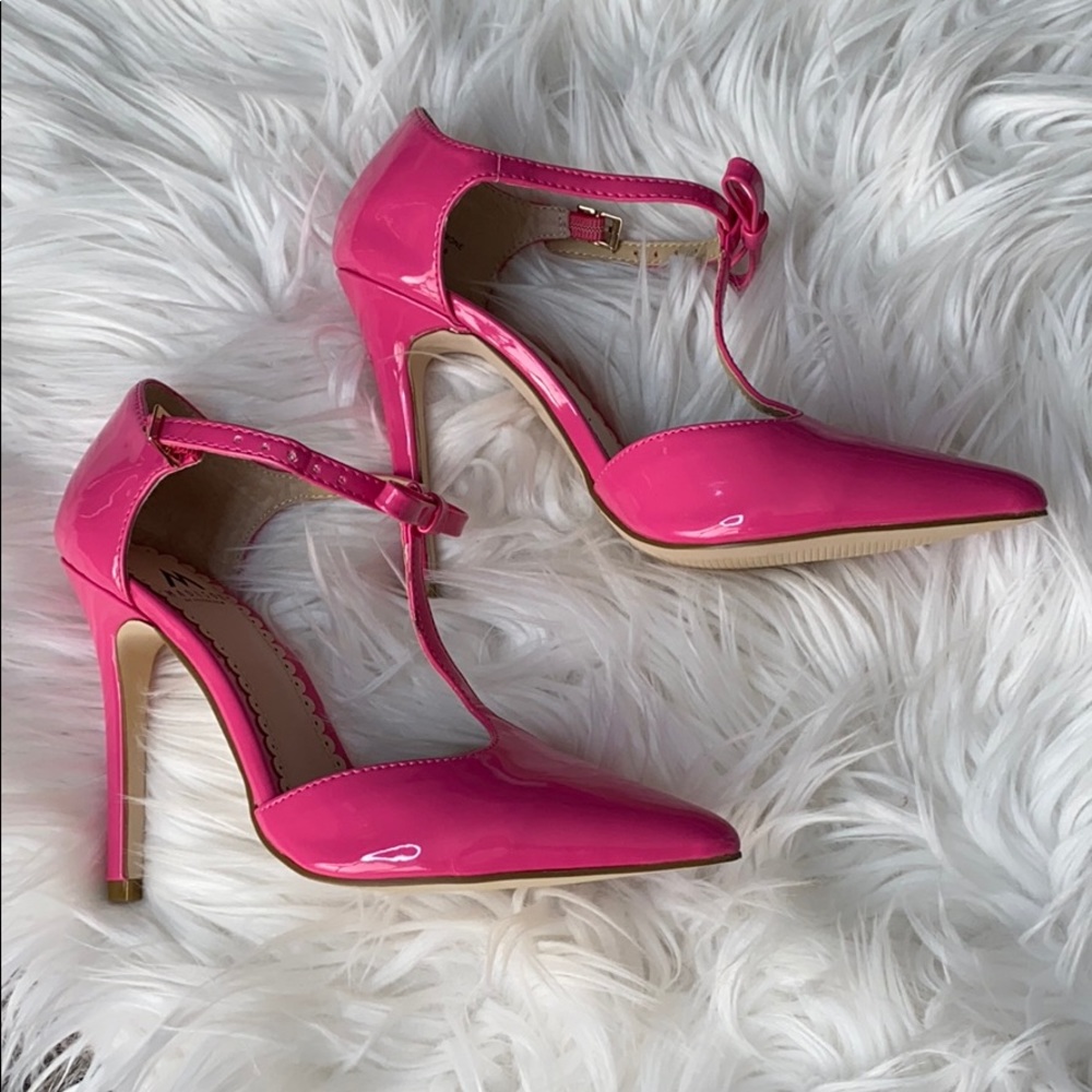 Faux Patent Leather Hot Pink Mary Janes